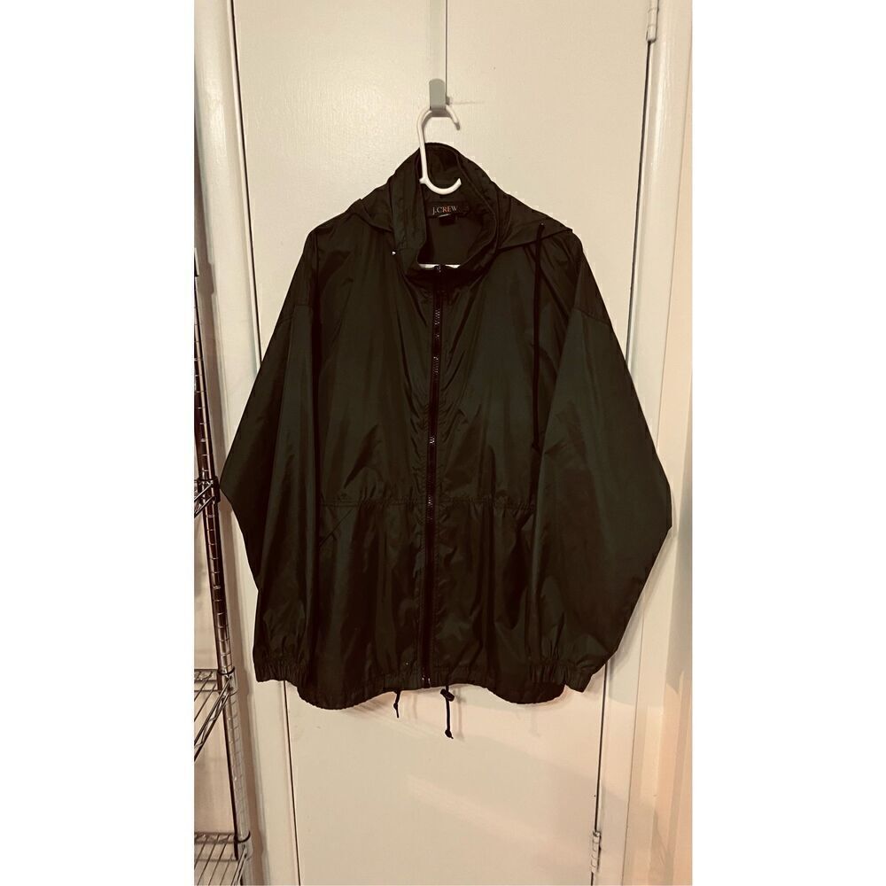 J. Crew Green Hooded Rain Coat Windbreaker Sport Jacket Mens Size L